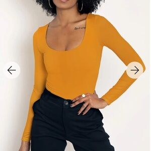Blackmilk MATTE MUSTARD LONG SLEEVE TOP - LIMITED